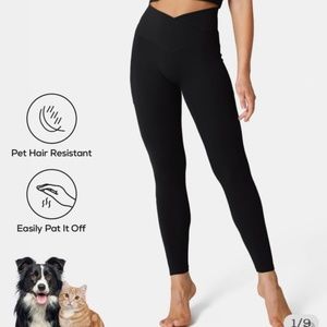 High waisted crossover plain leggings 7/8